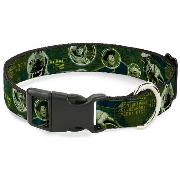 Disney Pet Collar, Dog Collar Plastic Buckle, Buzz Poses Stars Like A Buzz, 7 to 8.5 Inches 0.5 Inch Wide