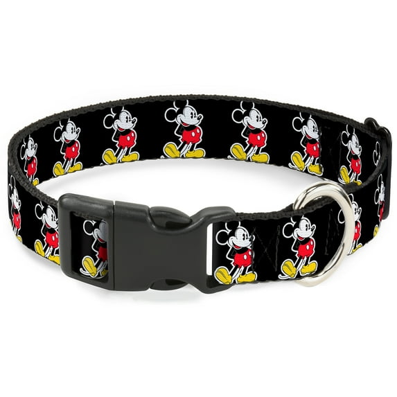 Disney Pet Collar, Dog Collar Plastic Buckle, Classic Mickey Mouse Pose Black, 8.5 to 12 Inches 0.5 Inch Wide