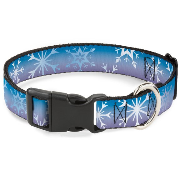 Disney Pet Collar, Dog Collar Plastic Buckle, Frozen 2 Snowflakes Blues Purples White, 7 to 8.5 Inches 0.5 Inch Wide