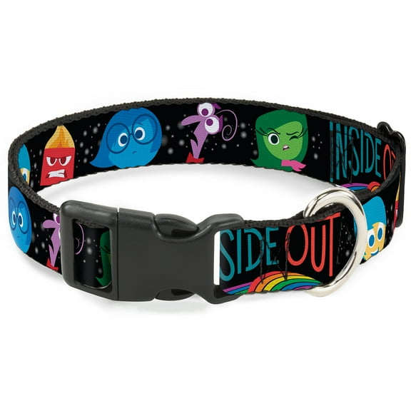 Disney Pet Collar, Dog Collar Plastic Buckle, Inside Out Emotion Expressions Every Day Is Full of Emotions, 11 to 16.5 Inches 1.0 Inch Wide