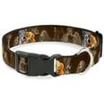 thumbnail image 1 of Disney Pet Collar, Dog Collar Plastic Buckle, Lady And Tramp 2 Poses Spaghetti Kiss Scene Browns, 11 to 16.5 Inches 1.0 Inch Wide, 1 of 6