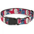 thumbnail image 1 of Disney Pet Collar, Dog Collar Plastic Buckle, Lilo Stitch 4 Poses Lilo Dress Leaves Red Ivory, 9.5 to 14.5 Inches 0.5 Inch Wide, 1 of 6
