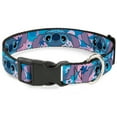 thumbnail image 1 of Disney Pet Collar, Dog Collar Plastic Buckle, Lilo and Stitch Stitch Flip Expressions Close Up Blues Pinks, 13 to 17 Inches 1.5 Inch Wide, 1 of 8