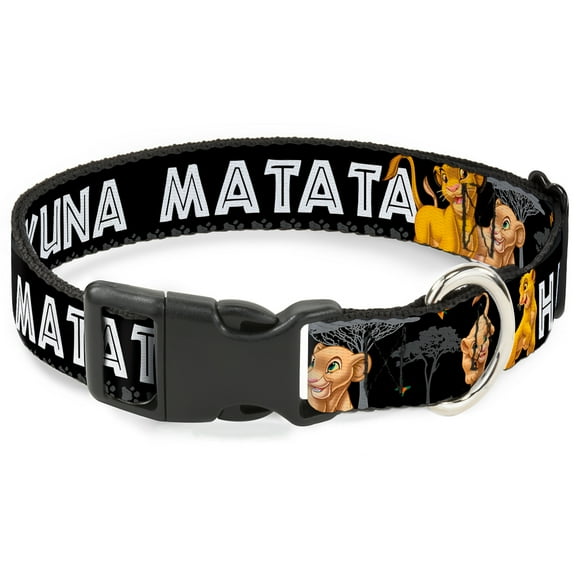 Disney Pet Collar, Dog Collar Plastic Buckle, Lion King Simba Nala Hakuna Matata, 9.5 to 14.5 Inches 0.5 Inch Wide