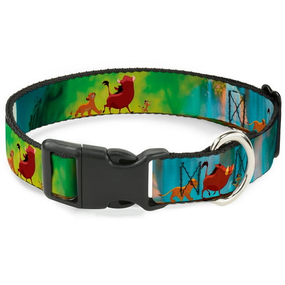 Disney Pet Collar, Dog Collar Plastic Buckle, Lion King Simba Pumba Timon Growing Up, 15 to 24 Inches 1.0 Inch Wide