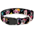 thumbnail image 1 of Disney Pet Collar, Dog Collar Plastic Buckle, Mini Minnie Expressions Bows Black Multi Color, 16 to 23 Inches 1.5 Inch Wide, 1 of 6