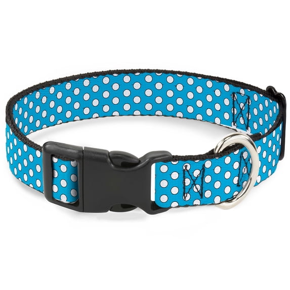 Disney Pet Collar, Dog Collar Plastic Buckle, Minnie Mouse Dots Blue Black White, 13 to 17 Inches 1.5 Inch Wide
