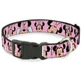 thumbnail image 1 of Disney Pet Collar, Dog Collar Plastic Buckle, Minnie Mouse Expressions Polka Dot Pink White, 13 to 17 Inches 1.5 Inch Wide, 1 of 3