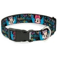 thumbnail image 1 of Disney Pet Collar, Dog Collar Plastic Buckle, Minnie Mouse Hoody Headphone Poses Gray Multi Color, 8.5 to 12 Inches 0.5 Inch Wide, 1 of 3