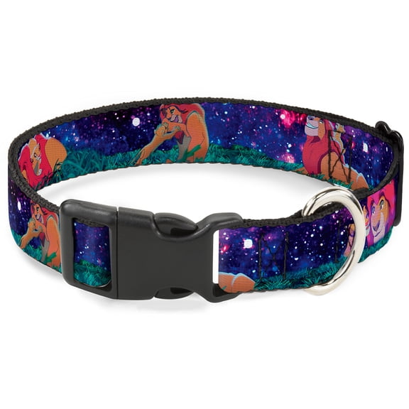 Disney Pet Collar, Dog Collar Plastic Buckle, Mufasa Simba Night Poses, 11 to 16.5 Inches 1.0 Inch Wide
