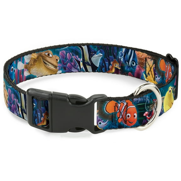 Disney Pet Collar, Dog Collar Plastic Buckle, Nemo Friends Group, 11 to 16.5 Inches 1.0 Inch Wide