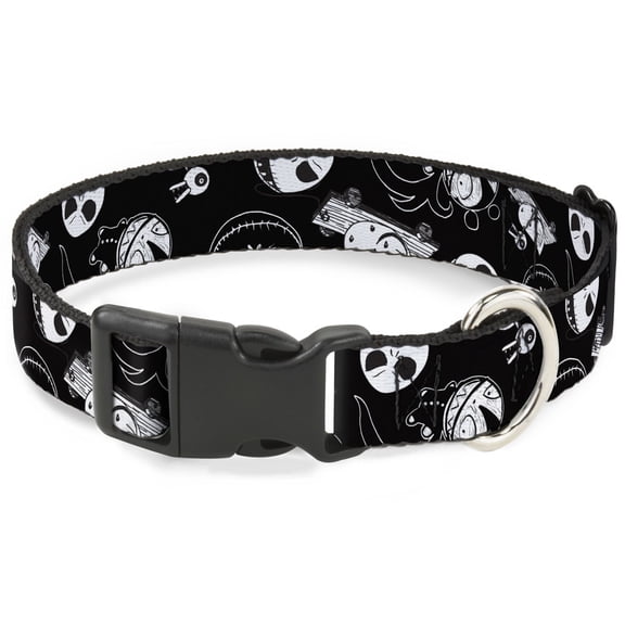 Disney Pet Collar, Dog Collar Plastic Buckle, Nightmare Before Christmas Jack Scary Teddy Killer Duck, 15 to 24 Inches 1.0 Inch Wide