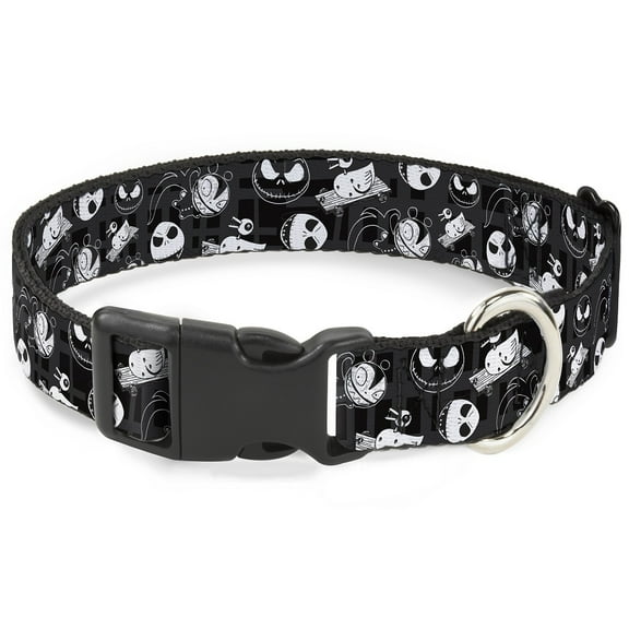 Disney Pet Collar, Dog Collar Plastic Buckle, Nightmare Before Christmas Jack Scary Teddy Killer Duck2, 7 to 8.5 Inches 0.5 Inch Wide
