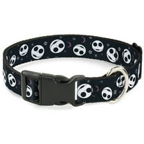 Disney Pet Collar, Dog Collar Plastic Buckle, Nightmare Before Christmas Smiling Jack Moon and Stars Black, 7 to 8.5 Inches 0.5 Inch Wide