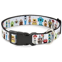 Disney Pet Collar, Dog Collar Plastic Buckle, Pixar Holiday Collection Nutcracker Characters Lineup White, 7 to 8.5 Inches 0.5 Inch Wide