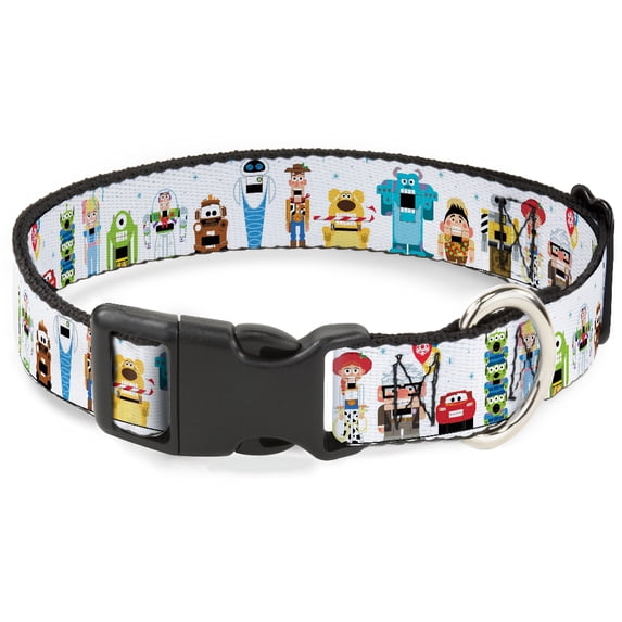 Disney Pet Collar, Dog Collar Plastic Buckle, Pixar Holiday Collection Nutcracker Characters Lineup White, 9.5 to 13 Inches 1.0 Inch Wide