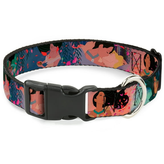 Disney Pet Collar, Dog Collar Plastic Buckle, Pocahontas John Smith Scenes, 13 to 17 Inches 1.5 Inch Wide