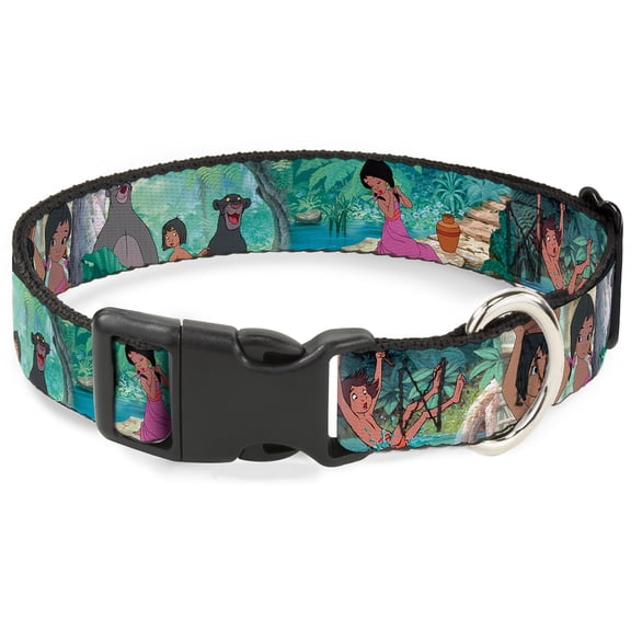 Disney Pet Collar, Dog Collar Plastic Buckle, The Jungle Book Scenes, 7 to 8.5 Inches 0.5 Inch Wide