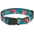 thumbnail image 1 of Disney Pet Collar, Dog Collar Plastic Buckle, The Little Mermaid Flounder and Sebastian Under the Sea Green, 20 to 31 Inches 1.5 Inch Wide, 1 of 1