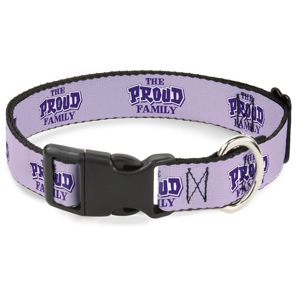 Disney Pet Collar, Dog Collar Plastic Buckle, The Proud Family Title Logo Purples, 9.5 to 14.5 Inches 0.5 Inch Wide