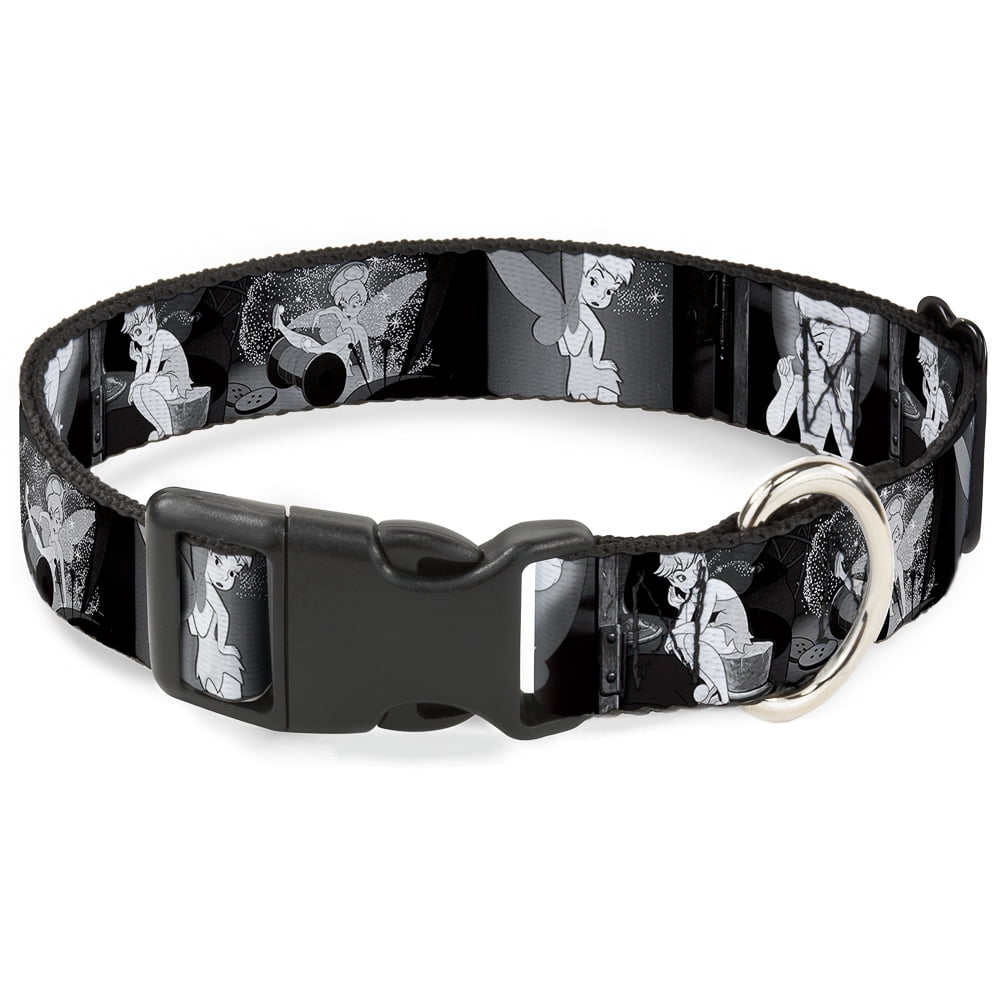 23 Inches Disney Pet Collar, Dog Collar Plastic Buckle, Tinker Bell Scenes Black ...