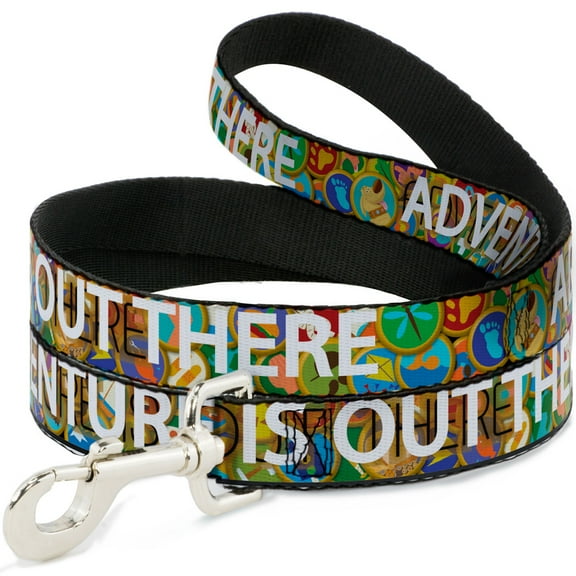 Disney Pet Leash, Dog Leash, Adventure Is Out There Stacked Wilderness Explorer Badges Tan, 4 Feet Long 1.0 Inch Wide