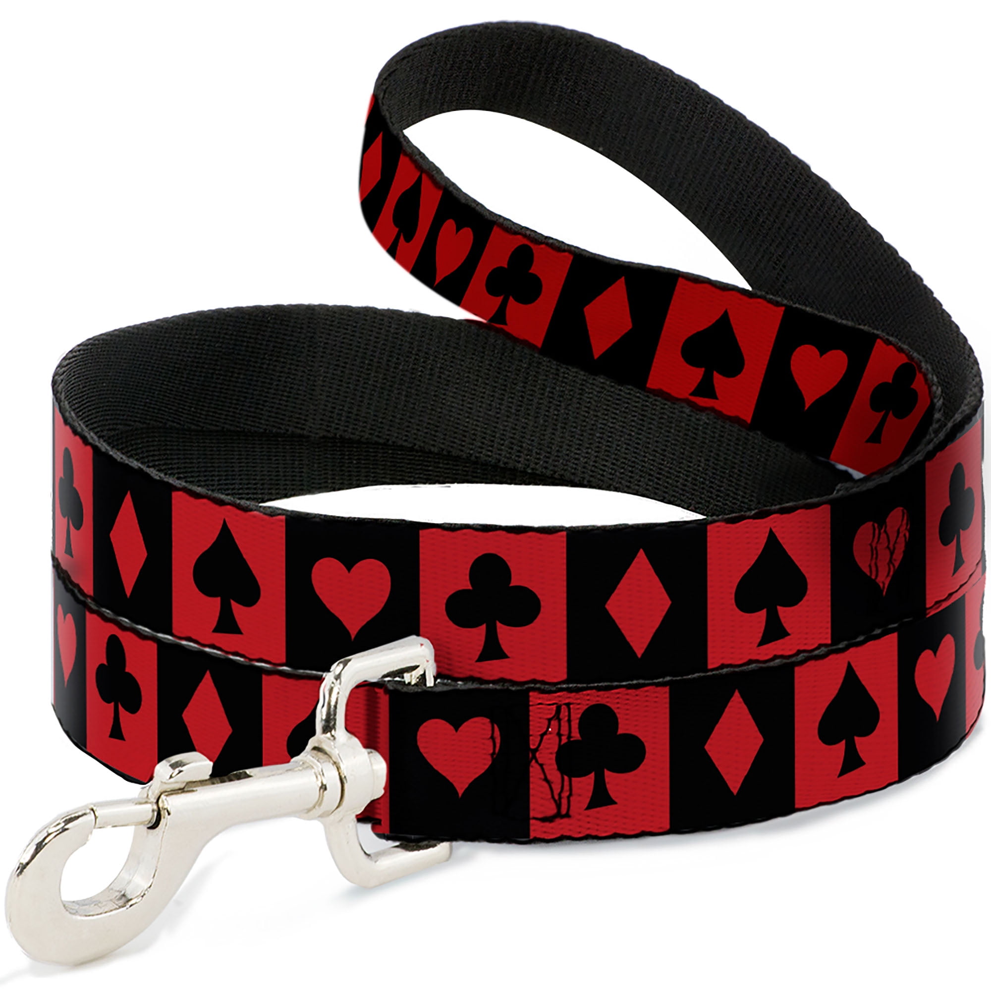 Disney Pet Leash, Dog Leash, Alice in Wonderland Card Suits Red Black, 6 Feet Long 1.0 Inch Wide