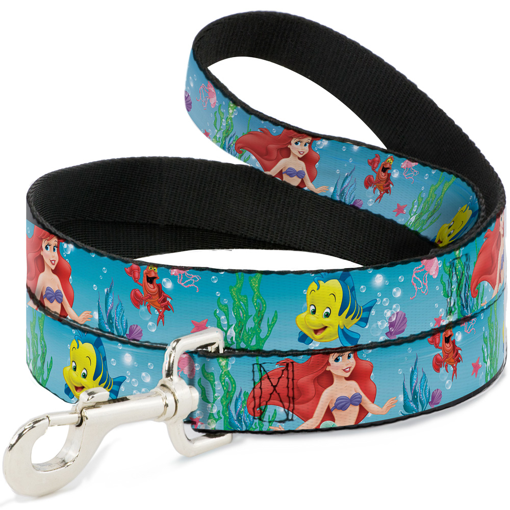 Disney Pet Leash, Dog Leash, Ariel Sebastian Flounder Scene2, 4 Feet Long 1.0 Inch Wide
