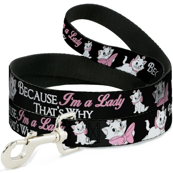Disney Pet Leash, Dog Leash, Aristocats Marie Poses Because Im A Lady Thats Why Black, 4 Feet Long 1.0 Inch Wide