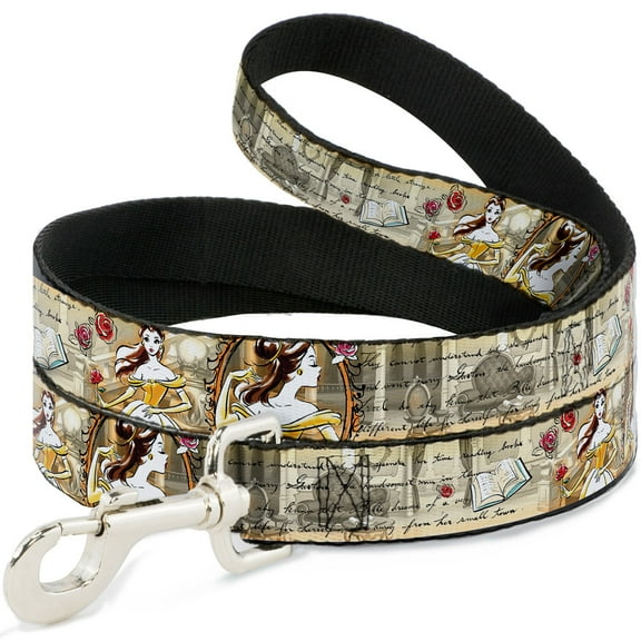 Disney Pet Leash, Dog Leash, Belle Sketch Poses Story Script, 4 Feet Long 1.0 Inch Wide
