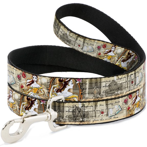 Disney Pet Leash, Dog Leash, Belle Sketch Poses Story Script, 6 Feet Long 1.0 Inch Wide