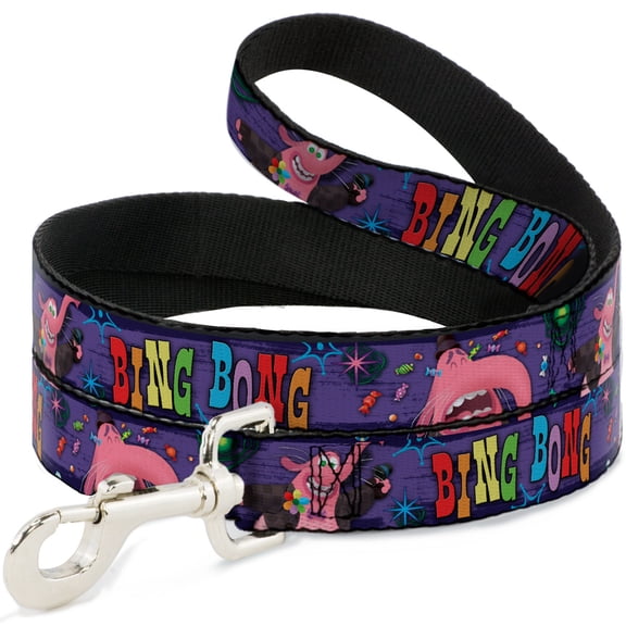 Disney Pet Leash, Dog Leash, Bing Bong Poses Candy Purples Multi Color, 4 Feet Long 1.0 Inch Wide