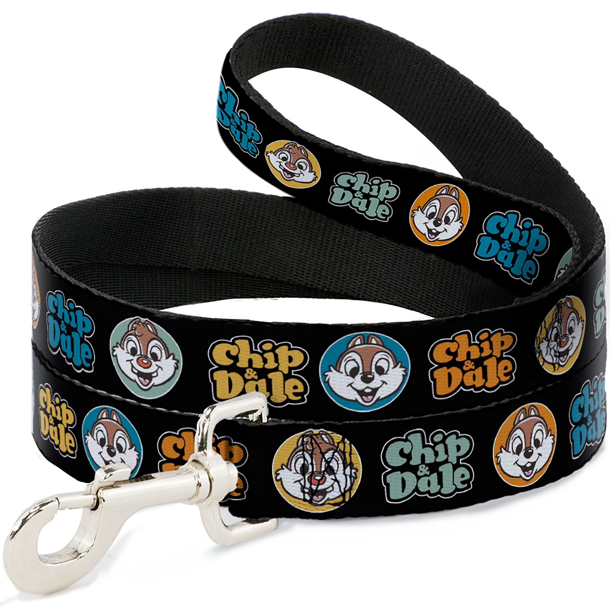 Disney Pet Leash, Dog Leash, Chip and Dale Expression Bubbles Black Multi Color, 6 Feet Long 1.0 Inch Wide