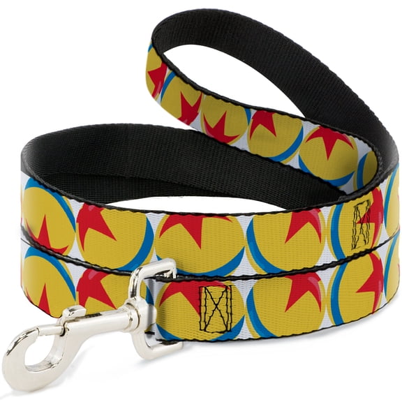 Disney Pet Leash, Dog Leash, Disney Pixar Luxo Ball Repeat White Yellow Blue Red, 4 Feet Long 1.0 Inch Wide