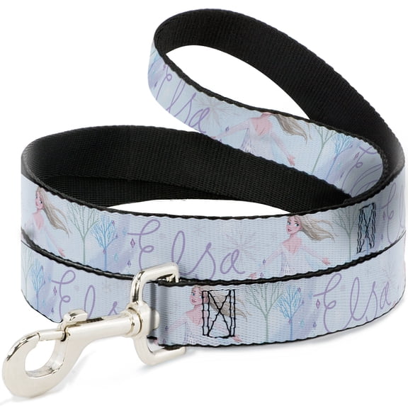 Disney Pet Leash, Dog Leash, Frozen Elsa Snowflake Pose with Trees and Script Blues, 4 Feet Long 1.0 Inch Wide