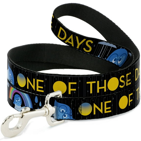 Disney Pet Leash, Dog Leash, Joy Poses Rain One of Those Days Black Gray Blues Yellow, 4 Feet Long 1.0 Inch Wide