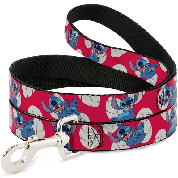 Disney Pet Leash, Dog Leash, Lilo Stitch 4 Poses Lilo Dress Leaves Red Ivory, 4 Feet Long 1.0 Inch Wide
