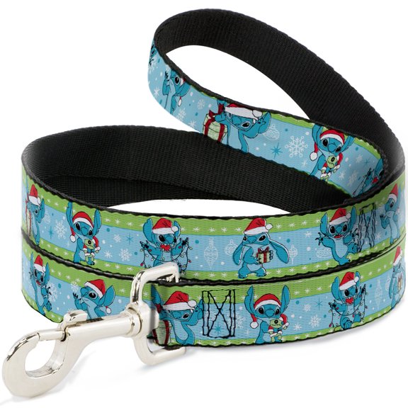 Disney Pet Leash, Dog Leash, Lilo and Stitch Holiday Stitch and Scrump Poses Stripe, 4 Feet Long 1.0 Inch Wide