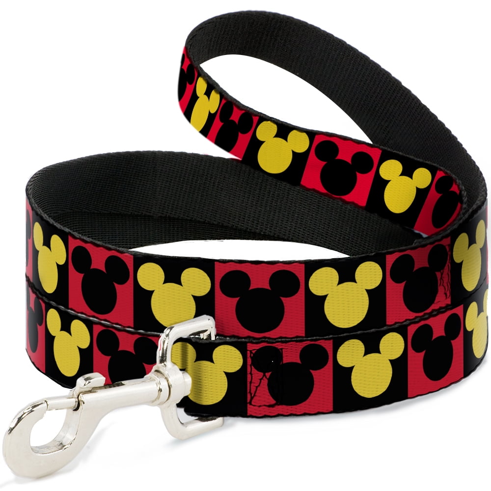 Disney Pet Leash, Dog Leash, Mickey Mouse Expression Blocks White Black Red, 6 Feet Long 1.0 Inch Wide