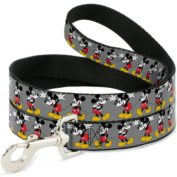 Disney Pet Leash, Dog Leash, Mickey Mouse Glasses Poses Gray, 4 Feet Long 1.0 Inch Wide
