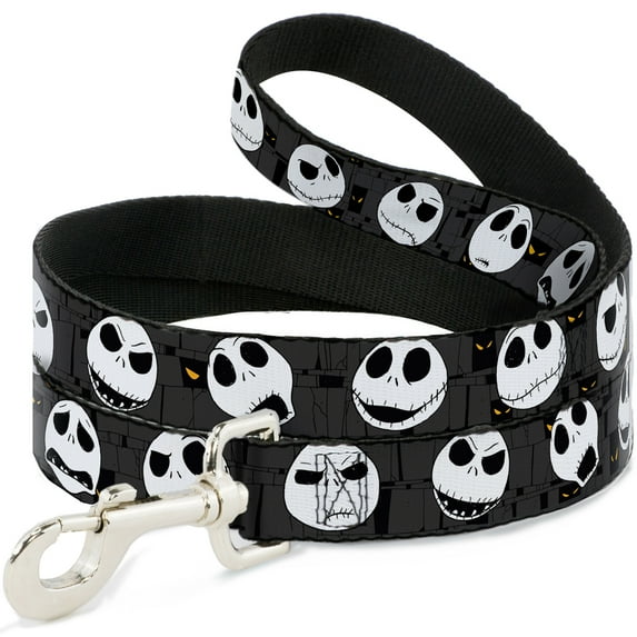 Disney Pet Leash, Dog Leash, Nightmare Before Christmas Jack Expressions Gray, 4 Feet Long 1.0 Inch Wide