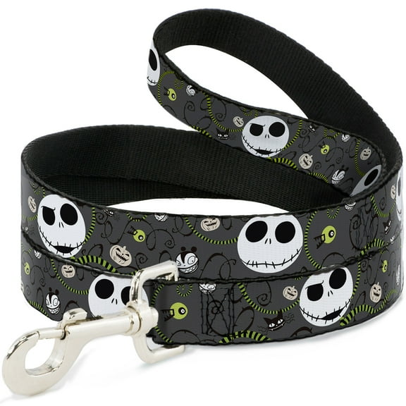 Disney Pet Leash, Dog Leash, Nightmare Before Christmas Jack Expressions Halloween Gray, 4 Feet Long 1.0 Inch Wide