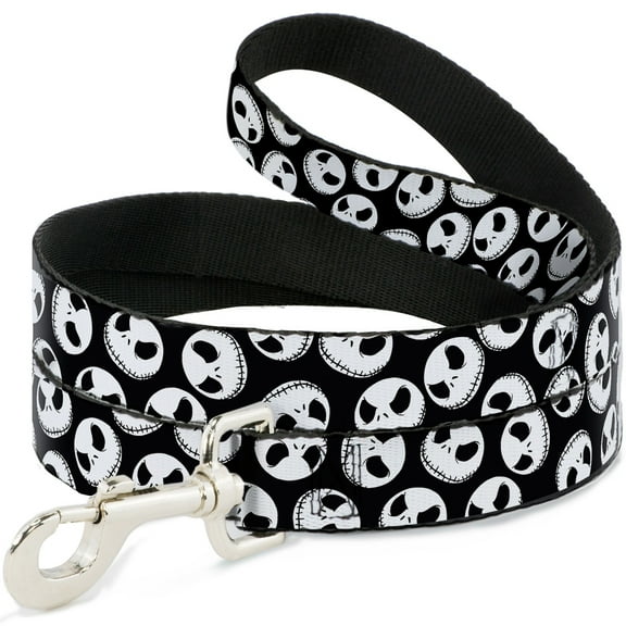 Disney Pet Leash, Dog Leash, Nightmare Before Christmas Jack Expressions Scattered Black, 4 Feet Long 1.0 Inch Wide