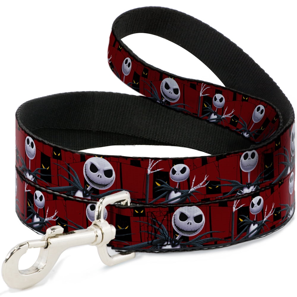 Disney Pet Leash, Dog Leash, Nightmare Before Christmas Jack Poses Peeping Eyes Burgundy, 6 Feet Long 1.0 Inch Wide
