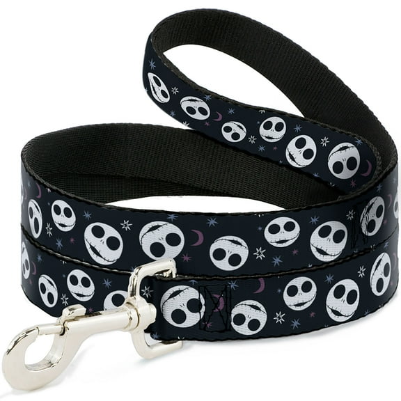 Disney Pet Leash, Dog Leash, Nightmare Before Christmas Smiling Jack Moon and Stars Black, 4 Feet Long 1.0 Inch Wide