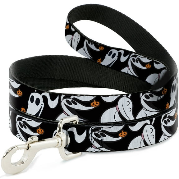 Disney Pet Leash, Dog Leash, Nightmare Before Christmas Zero Pumpkin Expressions, 4 Feet Long 1.0 Inch Wide