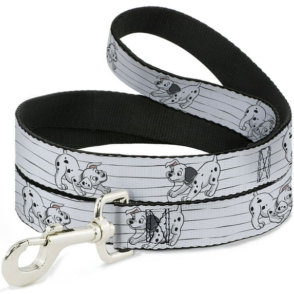 Disney Pet Leash, Dog Leash, One Hundred and One Dalmatians Puppies Playing White Black, 4 Feet Long 1.0 Inch Wide