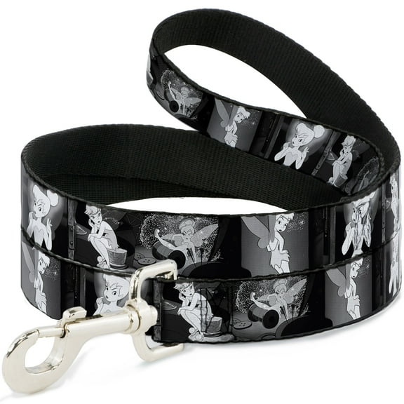 Disney Pet Leash, Dog Leash, Tinker Bell Scenes Black White, 4 Feet Long 1.0 Inch Wide