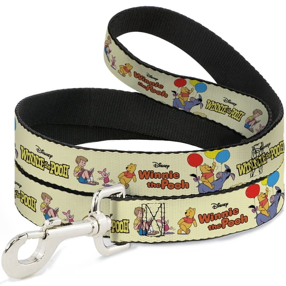 Disney Pet Leash, Dog Leash, Winnie the Pooh and Friends Poses and Title Logos Yellow, 4 Feet Long 1.0 Inch Wide