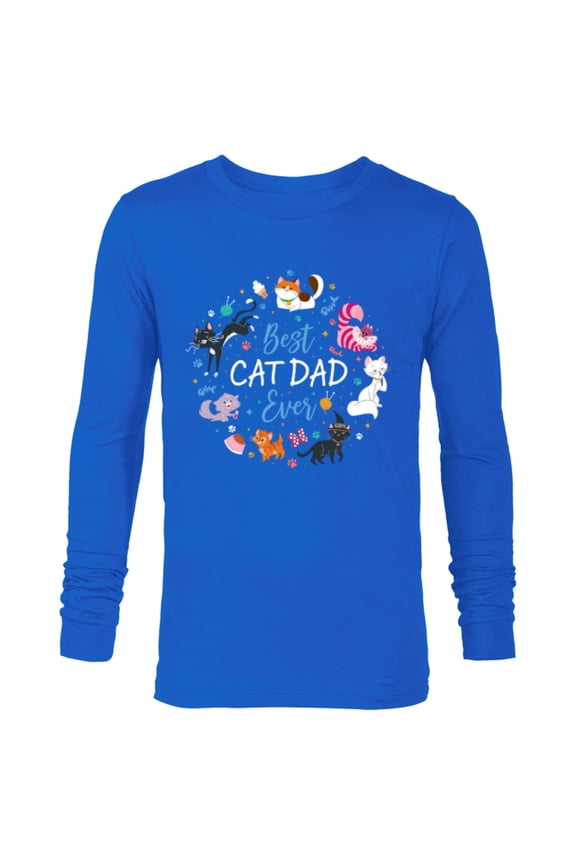 Pet Parent Father’s Day Disney Cats Best Cat Dad Ever - Long Sleeve T-Shirt for Men - Customized-Navy